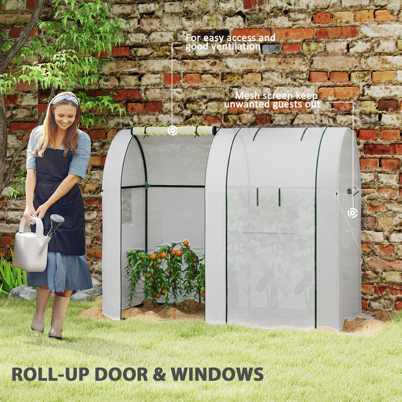 Outsunny Tomato Greenhouse with 2 Roll-up Doors, 185 x 94 x 150cm, White
