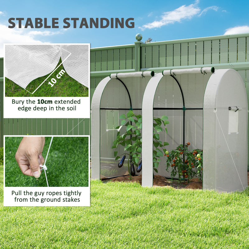 Outsunny Tomato Greenhouse with 2 Roll-up Doors, 185 x 94 x 150cm, White