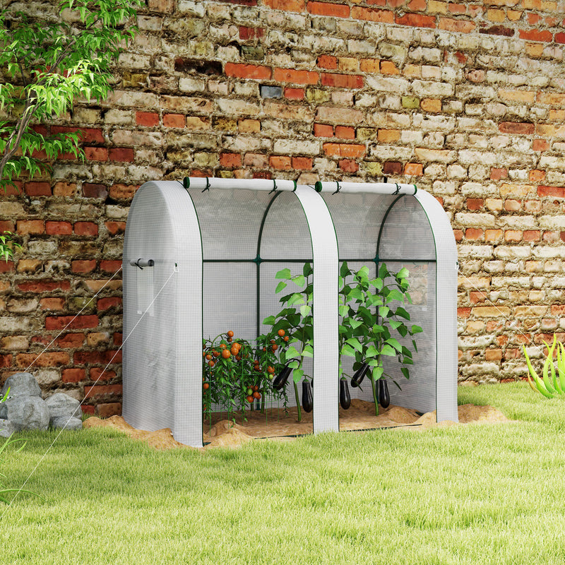 Outsunny Tomato Greenhouse with 2 Roll-up Doors, 185 x 94 x 150cm, White