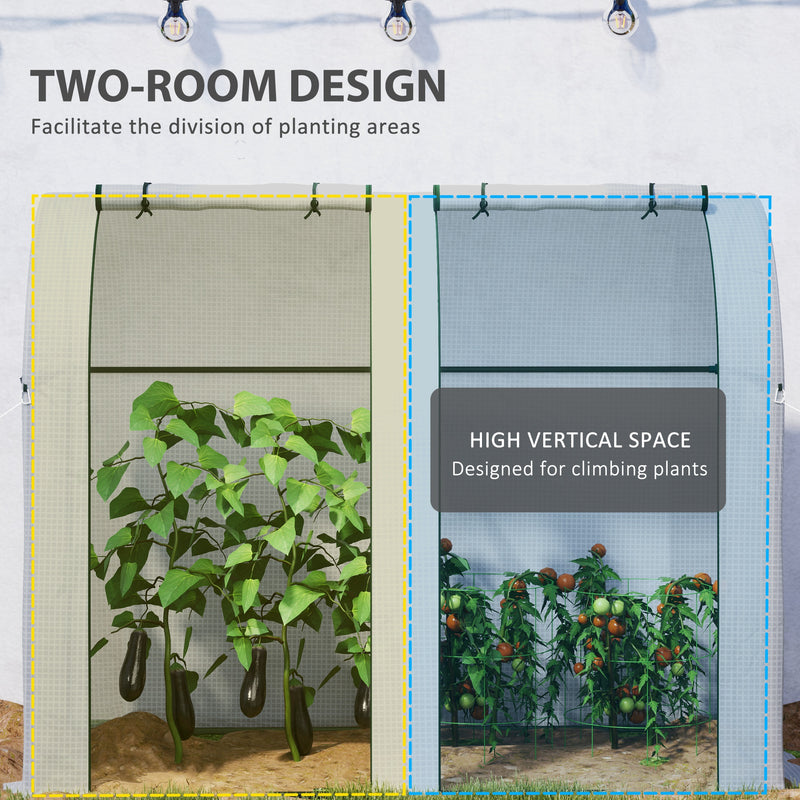 Outsunny Tomato Greenhouse with 2 Roll-up Doors, 185 x 94 x 150cm, White
