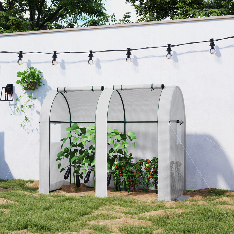 Outsunny Tomato Greenhouse with 2 Roll-up Doors, 185 x 94 x 150cm, White