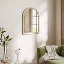 HOMCOM Arched Wall Mirror with Modern Tempered Glass & Polystyrene Beige