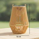 Outsunny Rattan Hanging Solar Lights Outdoor Garden Lantern Set of 2, Brown