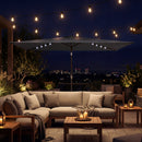 Outsunny 3 x 2 m Garden Parasol Umbrella with Light, Outdoor Patio Umbrella