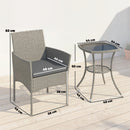 Outsunny 3 Piece Rattan Bistro Set with 2 Tier Glass-Top Table, Chairs