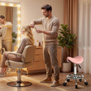 HOMCOM Saddle Chair, Rolling Salon Stool for Massage Spa, Pink