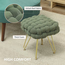HOMCOM Woven Velvet Foot Stool with Steel Legs for Living Room