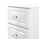 Lisbon Ready Assembled Bedside Table With 3 Drawers - White Gloss & White