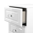 Lisbon Ready Assembled Bedside Table With 3 Drawers - White Gloss & White