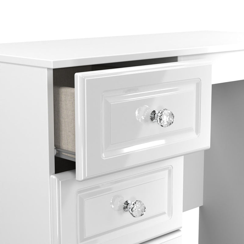 Lisbon Ready Assembled Dressing Table - White Gloss & White