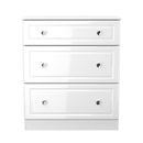 Lisbon Ready Assembled Chest Of Drawers With 3 Drawers - White Gloss & White