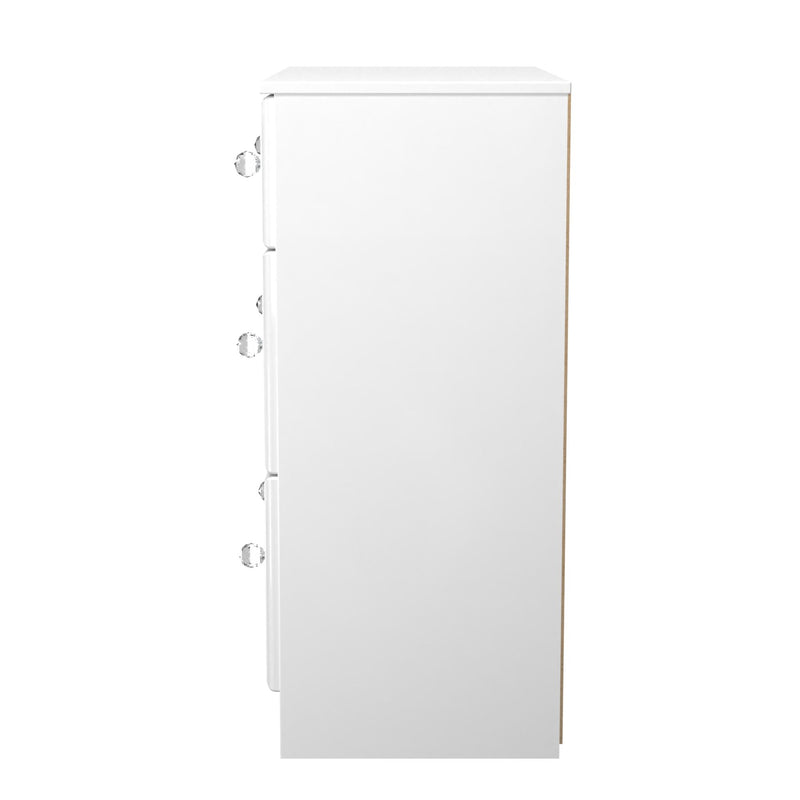 Lisbon Ready Assembled Chest Of Drawers With 3 Drawers - White Gloss & White