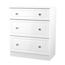 Lisbon Ready Assembled Chest Of Drawers With 3 Drawers - White Gloss & White