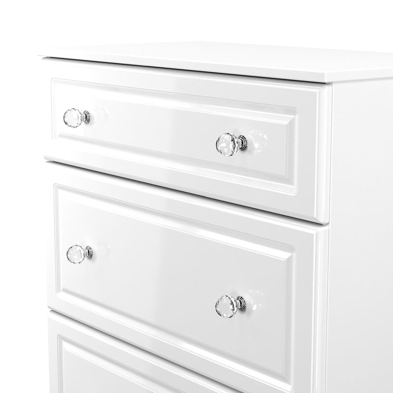 Lisbon Ready Assembled Chest Of Drawers With 3 Drawers - White Gloss & White