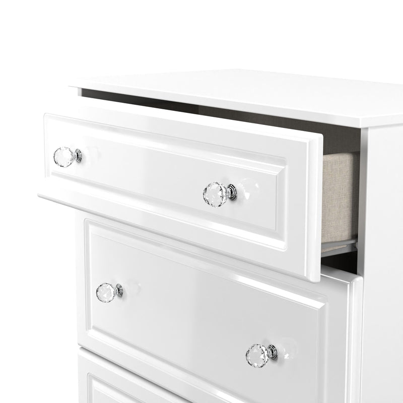 Lisbon Ready Assembled Chest Of Drawers With 3 Drawers - White Gloss & White