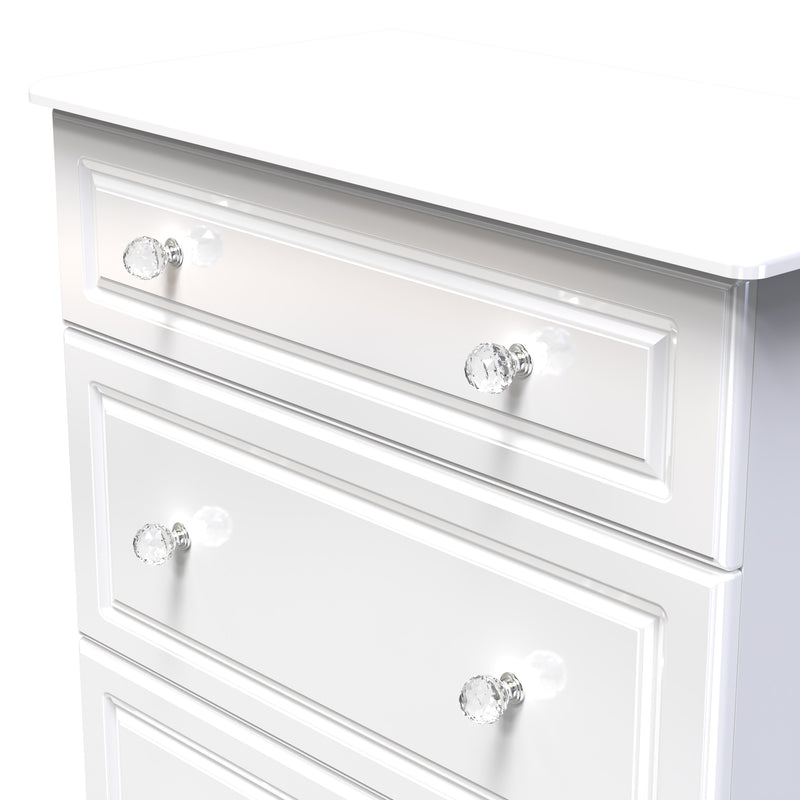 Lisbon Ready Assembled Chest Of Drawers with 3 Drawers - White Gloss & White