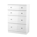 Lisbon Ready Assembled Chest Of Drawers with 4 Drawers - White Gloss & White