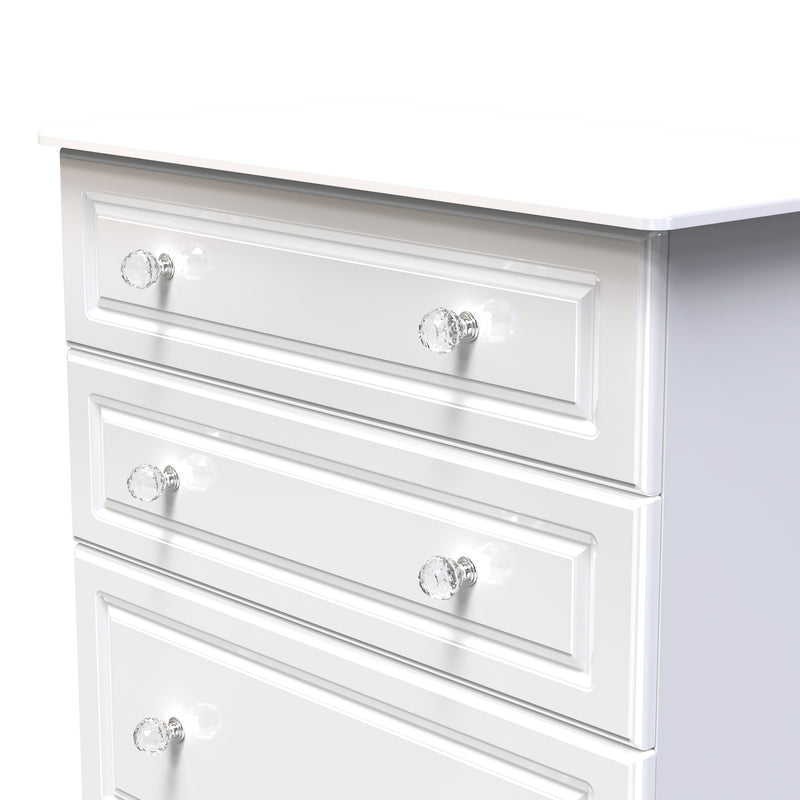 Lisbon Ready Assembled Chest Of Drawers with 4 Drawers - White Gloss & White