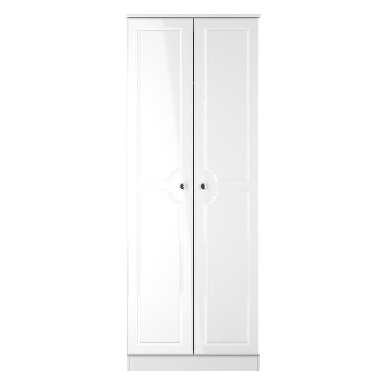 Lisbon Ready Assembled Wardrobe With 2 Doors - White Gloss & White