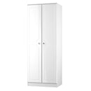 Lisbon Ready Assembled Wardrobe With 2 Doors - White Gloss & White