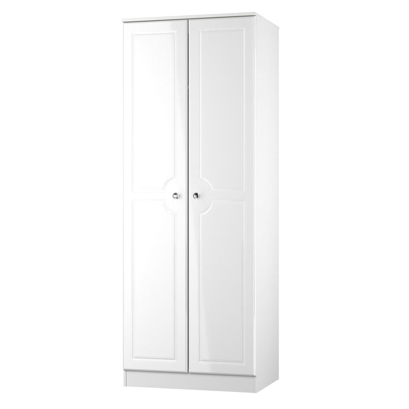 Lisbon Ready Assembled Wardrobe With 2 Doors - White Gloss & White