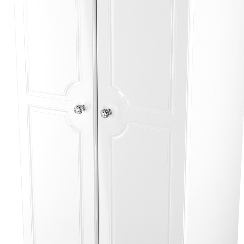 Lisbon Ready Assembled Wardrobe With 2 Doors - White Gloss & White