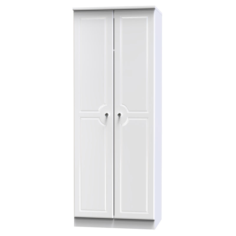 Lisbon Ready Assembled Wardrobe with 2 Doors - White Gloss & White