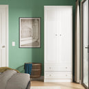 Lisbon Ready Assembled Wardrobe With 2 Doors And 2 Drawers - White Gloss & White