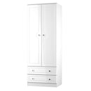 Lisbon Ready Assembled Wardrobe With 2 Doors And 2 Drawers - White Gloss & White