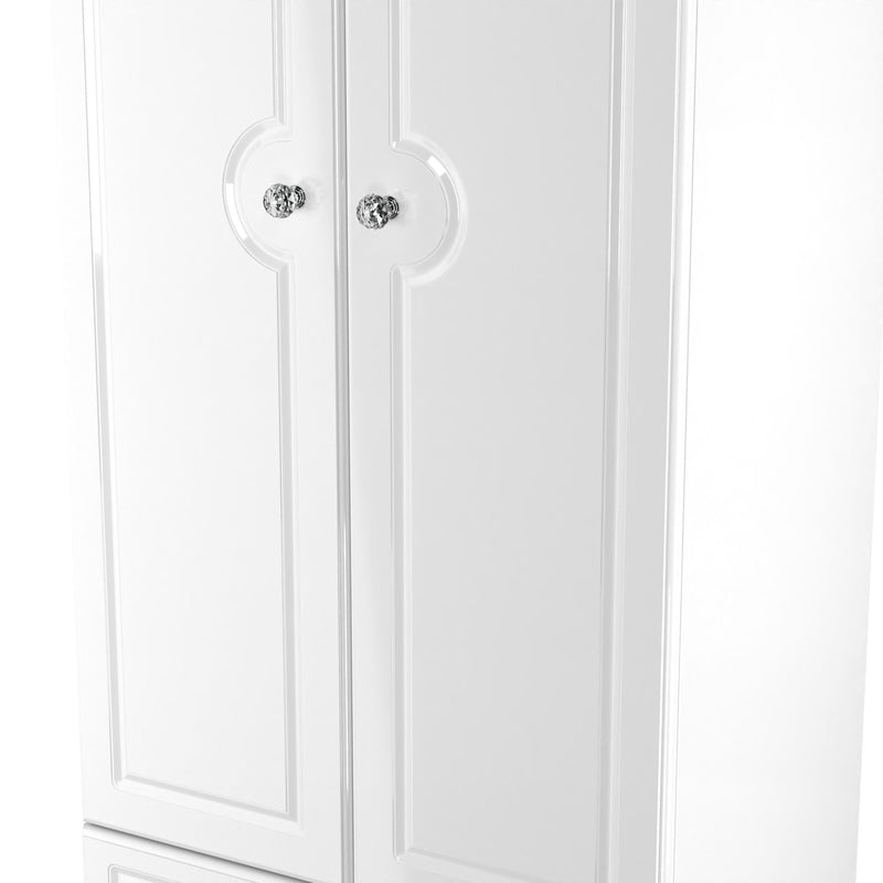 Lisbon Ready Assembled Wardrobe With 2 Doors And 2 Drawers - White Gloss & White