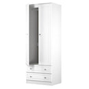 Lisbon Ready Assembled Wardrobe With 2 Doors And 2 Drawers - White Gloss & White