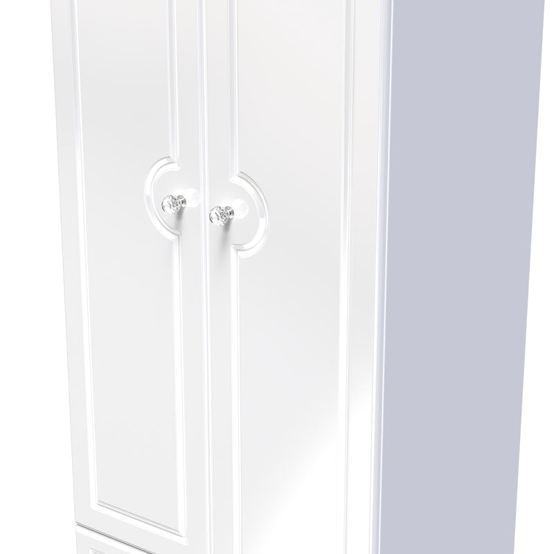 Lisbon Ready Assembled Wardrobe with 2 Doors and 2 Drawers - White Gloss & White