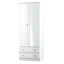 Lisbon Ready Assembled Wardrobe With 2 Doors And 2 Drawers With Mirror - White Gloss & White