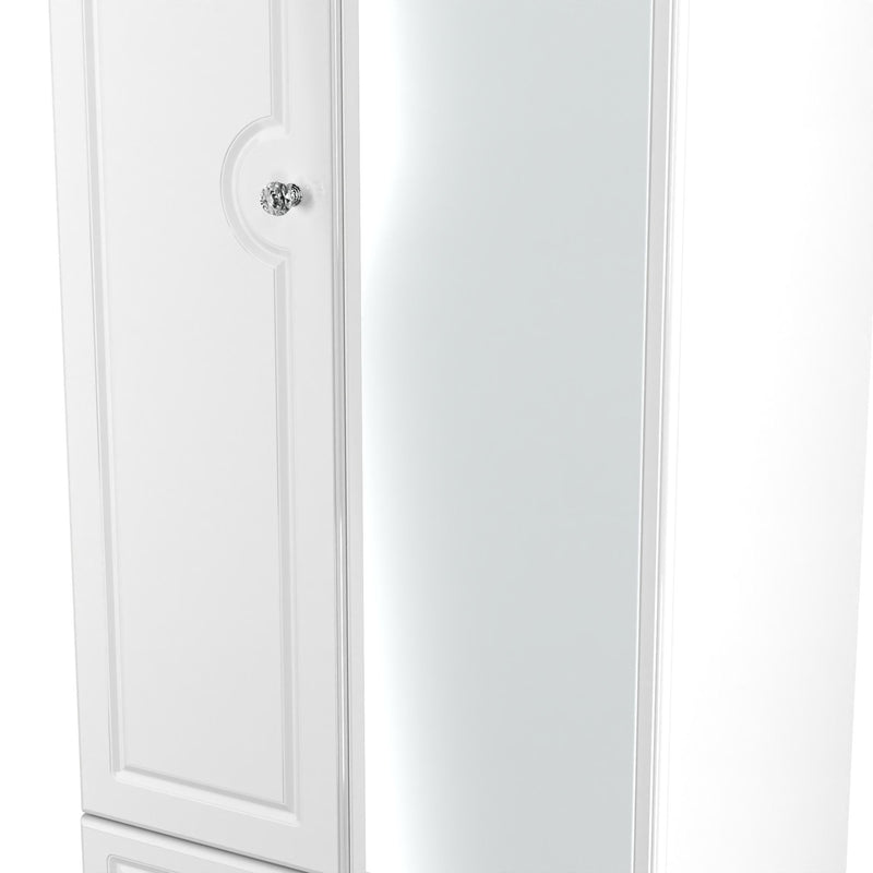 Lisbon Ready Assembled Wardrobe With 2 Doors And 2 Drawers With Mirror - White Gloss & White