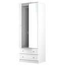Lisbon Ready Assembled Wardrobe With 2 Doors And 2 Drawers With Mirror - White Gloss & White