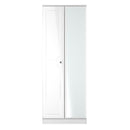 Monroe Ready Assembled Wardrobe with 2 Doors and Mirror - White Matt / White