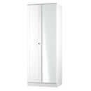 Monroe Ready Assembled Wardrobe with 2 Doors and Mirror - White Matt / White