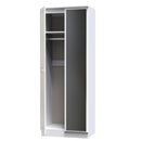 Lisbon Ready Assembled Wardrobe With 2 Doors And Mirror - White Gloss & White