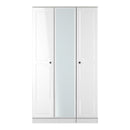 Monroe Ready Assembled Wardrobe with Triple Mirror - White Matt / White