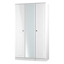 Monroe Ready Assembled Wardrobe with Triple Mirror - White Matt / White