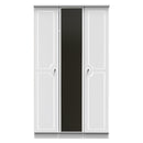 Lisbon  Ready Assembled Wardrobe With Triple Door Featuring Mirror - White Gloss & White