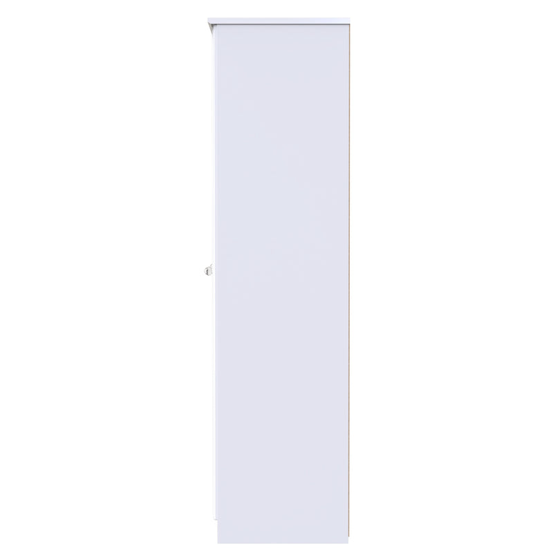 Lisbon  Ready Assembled Wardrobe with Triple door featuring Mirror - White Gloss & White