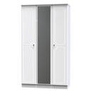 Lisbon  Ready Assembled Wardrobe With Triple Door Featuring Mirror - White Gloss & White