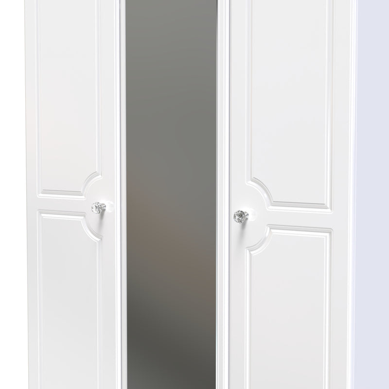 Lisbon  Ready Assembled Wardrobe with Triple door featuring Mirror - White Gloss & White