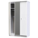 Lisbon  Ready Assembled Wardrobe With Triple Door Featuring Mirror - White Gloss & White
