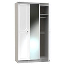 Lisbon  Ready Assembled Wardrobe With Triple Door Featuring Mirror - White Gloss & White