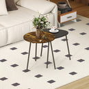 HOMCOM Set Of 2 Nesting Side Table With Metal Frame, Rustic Brown