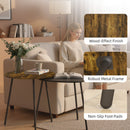 HOMCOM Set Of 2 Nesting Side Table With Metal Frame, Rustic Brown