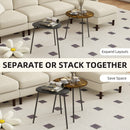HOMCOM Set Of 2 Nesting Side Table With Metal Frame, Rustic Brown