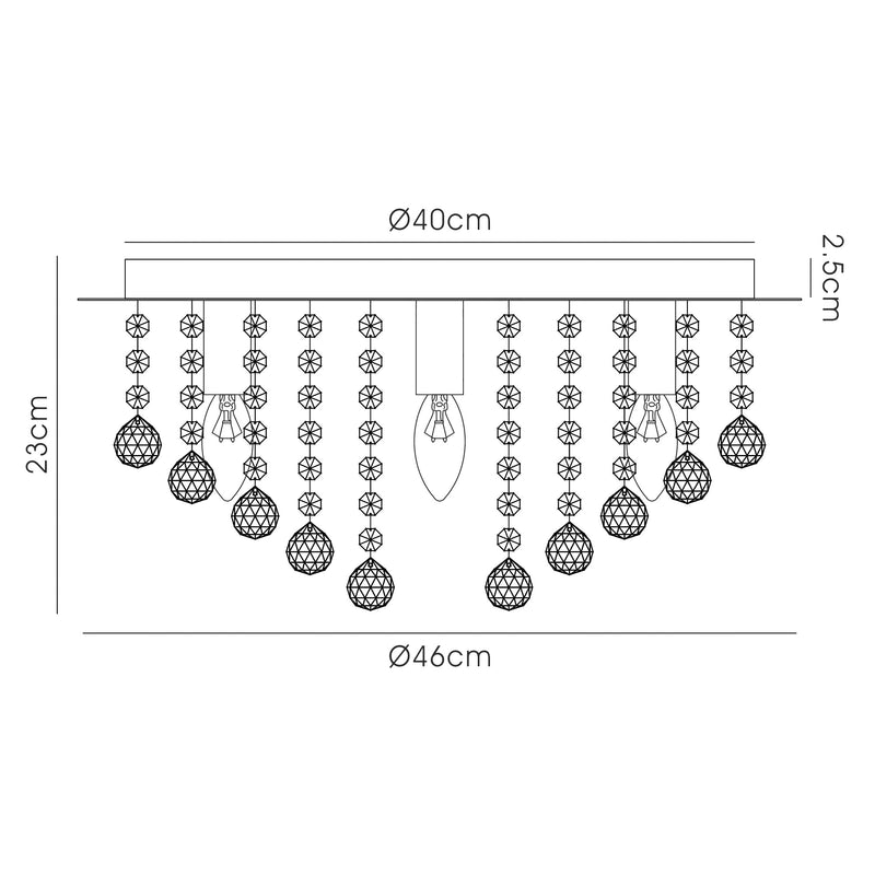 Acle Crystal  Ceiling  Light with 5 Lights   Chrome